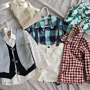 Toddler Boys Checkered Shirt - Red and White